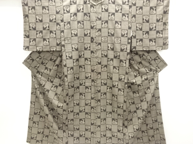 JAPANESE KIMONO / DORO OSHIMA TSUMUGI / WOVEN ARISUGAWA PATTERN / 5MARUKI